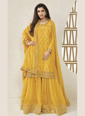 Golden Glow Semi-Stitched Yellow Sharara Ensemble