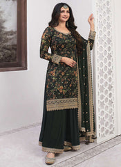 Evergreen Elegance Georgette Sharara Suit