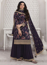 Royal Blue Regalia Georgette Sharara Set