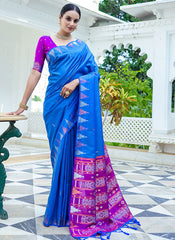 Oceanic Opulence Tussar Silk Saree