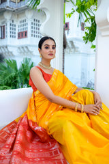 Yellow Diamond Tussar Silk Saree