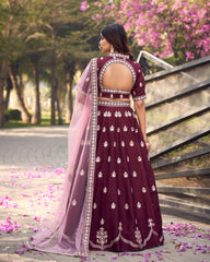 Imperial Garnet Art Silk Lehenga Choli