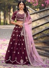 Imperial Garnet Art Silk Lehenga Choli