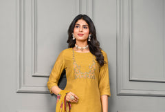 Yellow Cotton silk suit