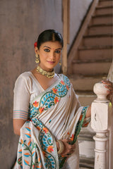 Nakshatra White Printed designer saree -style2