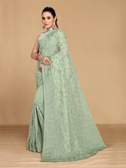 Pristine Pista green saree