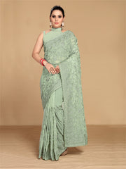 Pristine Pista green saree