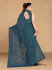 Tasteful Teal Blue saree
