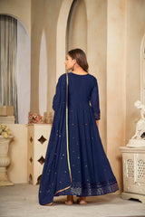 Noble Navy Blue Anarkali suit