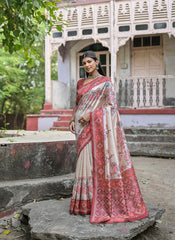 Mocha Majesty Tussar Silk Saree