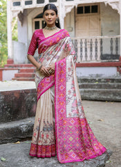 Pink Champagne Tussar Silk Saree