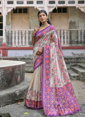 Crimson Elegance Tussar Silk Wine Saree