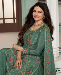 Elegance in Emerald Chinon Sharara Ensemble
