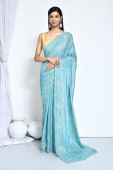 Soft Sky Blue Crepe Silk Saree