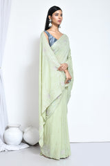 Pista Green crepe silk saree
