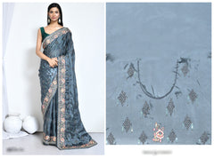 Cool Blue Satin silk saree