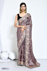 Mesmerising Mauve Satin silk saree