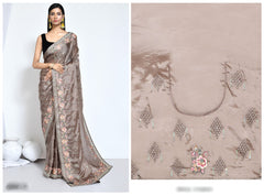 Dusty Brown Satin silk saree