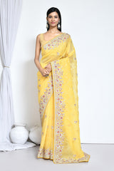 Youthful Yellow silk sari
