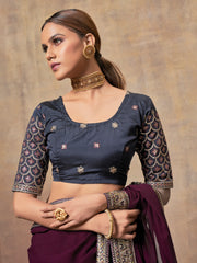 Nakshatra Blastful Burgundy chiffon saree