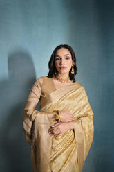 Golden(Beige) Handloom Silk Sari