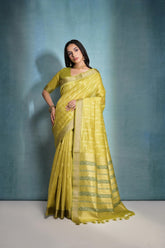 Yellow Handloom silk saree
