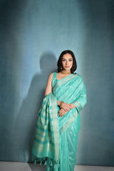 Serene Sea Green silk saree