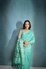 Serene Sea Green silk saree