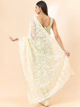 Lemon Yellow Organza Saree