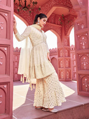 Nakshatra Off white Mirrored Sharara set