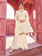 Nakshatra Off white Mirrored Sharara set