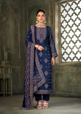 Nakshatra Teal Blue Viscose Pashmina suit