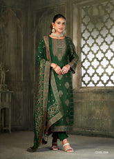 Nakshatra Bottle green Pashmina suit