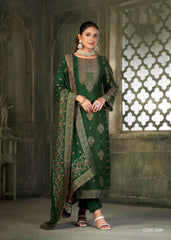 Nakshatra Bottle green Pashmina suit