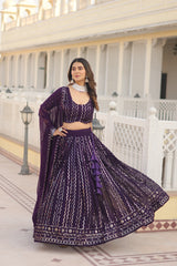 Nakshatra Sequined Purple Lehenga
