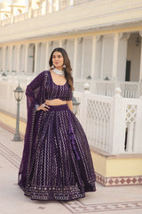 Nakshatra Sequined Purple Lehenga