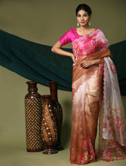 Nakshatra Blissful Brown organza saree