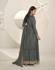 Nakshatra Olive Green Party wear Sharara suit