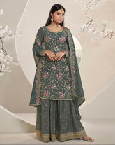 Nakshatra Olive Green Party wear Sharara suit