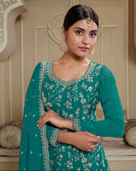 Nakshatra Rama Green Party wear Sharara suit