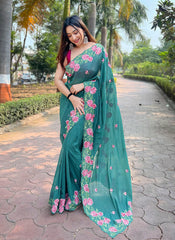 Nakshatra Ram Green saree
