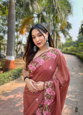 Nakshatra Beautiful Brown saree