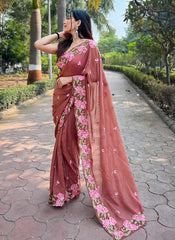 Nakshatra Beautiful Brown saree