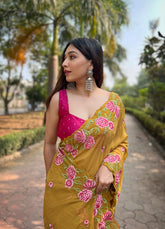 Nakshatra Yellow designer saree