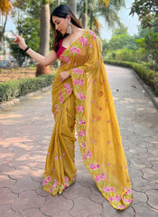 Nakshatra Yellow designer saree