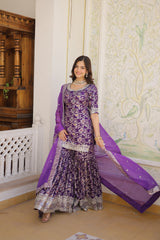 Nakshatra Readymade Purple Gharara suit