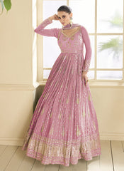 Nakshatra Rose Pink Georgette Anarkali suit