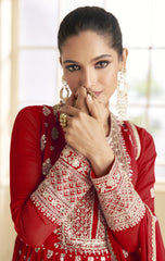 Nakshatra Bright Red Georgette Anarkali suit