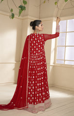 Nakshatra Bright Red Georgette Anarkali suit