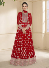 Nakshatra Bright Red Georgette Anarkali suit